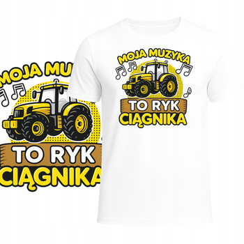 T-Shirt Męski Koszulka Super Nadruk Ciągnik Mega Prezent Dla Rolnika