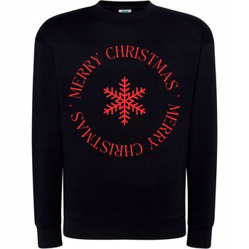Bluza Świąteczna Merry Christmas Super Napis Czerwona Śnieżynka Prezent