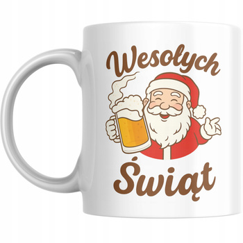 Kubek Na Święta Gwiazdkę Prezent na Mikołaja Mikołajki Mikołaj z Piwem