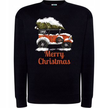 Bluza Świąteczna Merry Christmas z Retro Auto Choinka Super na Prezent