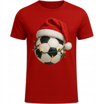Koszulka Świąteczna Piłka Nożna Super Nadruk HIT na Prezent Świąteczny CZERWONY