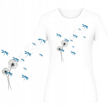 T-Shirt Damski Koszulka Świetny Nadruk Dmuchawiec Super Prezent na Lato