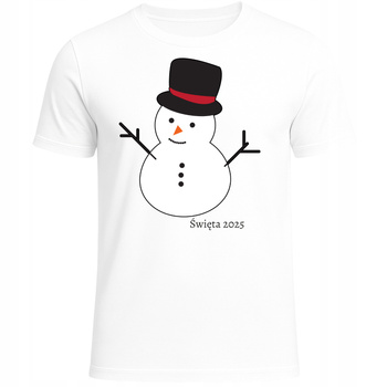 Koszulka Świąteczna z Nadrukiem Bałwan Święta 2025 Super na Prezent