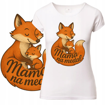 T-Shirt Damski Koszulka Nadruk Wzór Mama na Medal Dzień Matki Prezent