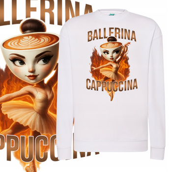 Bluza Unisex Dresowa Miękka Nadruk Brainroot Ballerina Cappuccina HIT