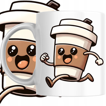 Kubek Nadruk Coffee Wesoła Kawa Do Pracy Biura Stylowy Upominek Na Prezent