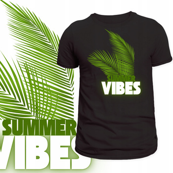 T-Shirt Męski Koszulka Nadruk Summer Vibes Wakacje Palma Lato Prezent