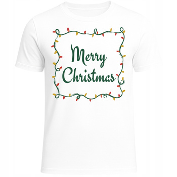 Koszulka Świąteczna Merry Christmas Lampki HIT Prezent Boże Narodzenie