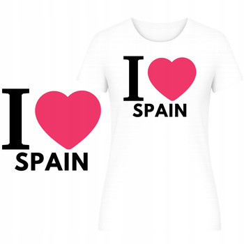 T-Shirt Damski Koszulka Super Nadruk I LOVE SPAIN Turystyczna Prezent