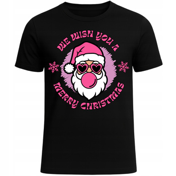 Koszulka z Nadrukiem Świątecznym Mikołaj w Okularach Super na Prezent