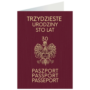 Kartka okolicznościowa - Paszport, 30 urodziny