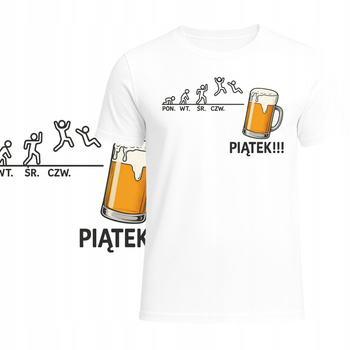 T-Shirt Męski Koszulka Super Nadruk Śmieszny Plan Tygodnia HIT Prezent