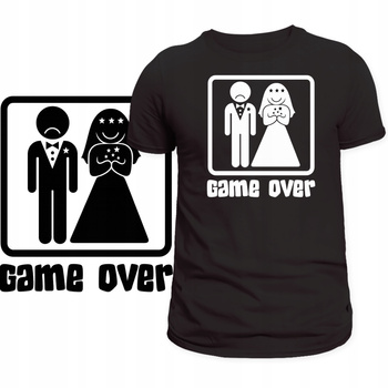 T-Shirt Męski Koszulka Śmieszny Nadruk Game Over Wieczór Kawalerski HIT