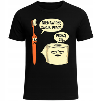 T-Shirt z Nadrukiem Śmiesznym Szczoteczka i Papier Humor Super Prezent