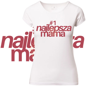T-Shirt Damski Koszulka Nadruk Najlepsza Mama Dzień Matki Prezent
