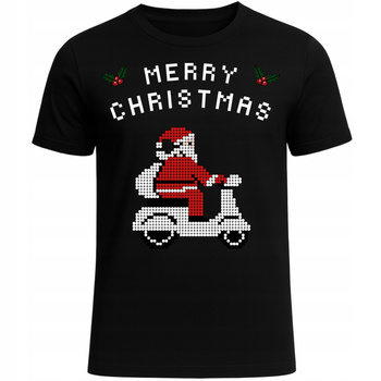 Koszulka z Nadrukiem Święta Mikołaj na Skuterze Merry Christmas Prezent