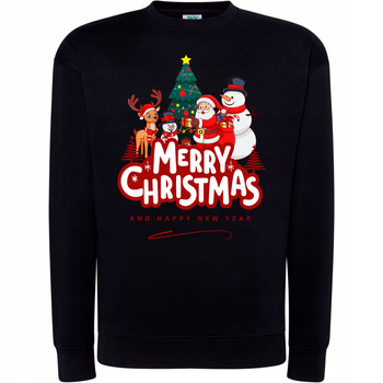 Bluza Świąteczna Merry Christmas Motyw Święty Mikołaj Renifer Bałwanek