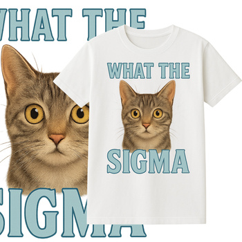 T-Shirt Dziecięcy Koszulka What The Sigma Kot Cat Śmieszny Prezent