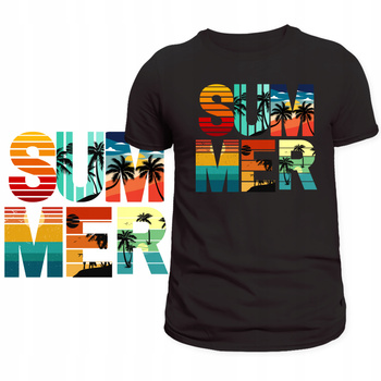 T-Shirt na Wakacje Męski Koszulka Super Nadruk Chill Plaża Lato Prezent