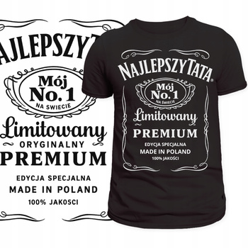 T-Shirt Męski Koszulka Świetny Nadruk NAJLEPSZY TATA Prezent Dzień Ojca