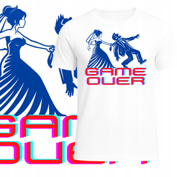 T-Shirt Męski Koszulka Nadruk na Wieczór Kawalerski GAME OVER HIT