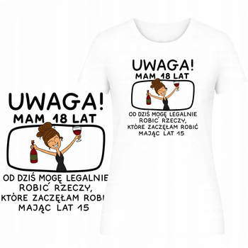 T-Shirt Damski Koszulka Super Nadruk 18 Urodziny Prezent Osiemnastka