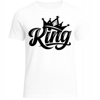 Koszulka z Nadrukiem dla Par Matching Motyw King Korona Król na Prezent