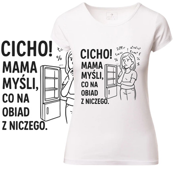 T-Shirt Damski Koszulka Nadruk Mama Planuje Obiad Dzień Matki Prezent