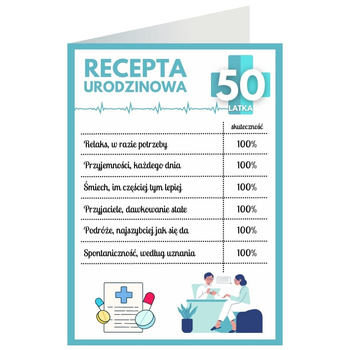 Kartka okolicznościowa - Recepta, 50 lat