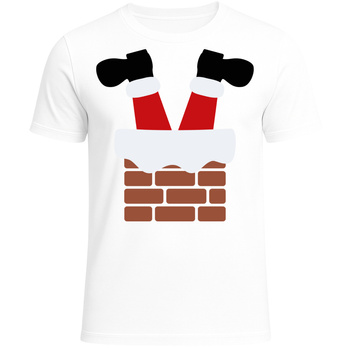 Koszulka Świąteczna Zabawna Mikołaj w Kominie Super Prezent na Gwiazdkę