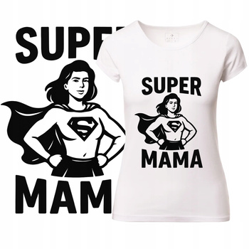 T-Shirt Damski Koszulka Nadruk Super Bohater Mama Dzień Matki Prezent