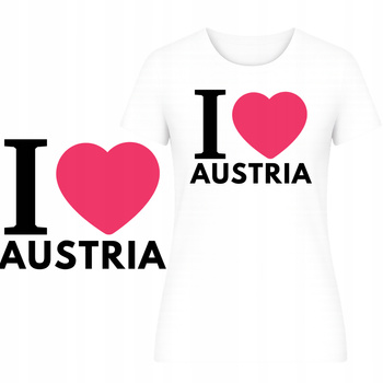 T-Shirt Damski Koszulka Super Nadruk I LOVE AUSTRIA Turystyczna Prezent