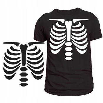 Koszulka na Halloween Motyw Kościotrupa Świetny Nadruk Super na Imprezę