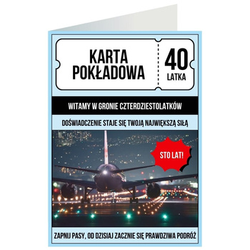 Kartka okolicznościowa - Karta pokładowa, 40 lat