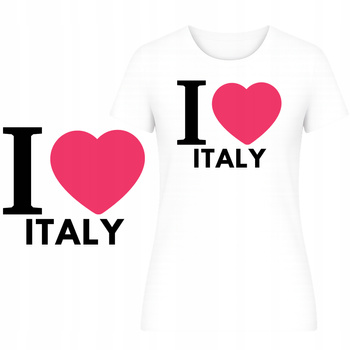 T-Shirt Damski Koszulka Super Nadruk I LOVE ITALY Turystyczna Prezent